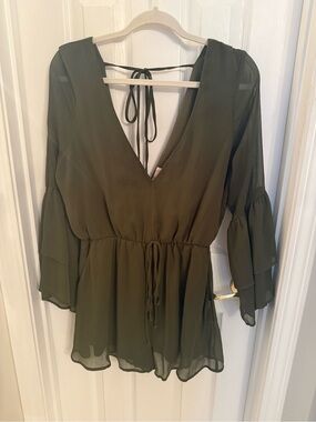 Gianni Bini Olive Green V-Neck romper